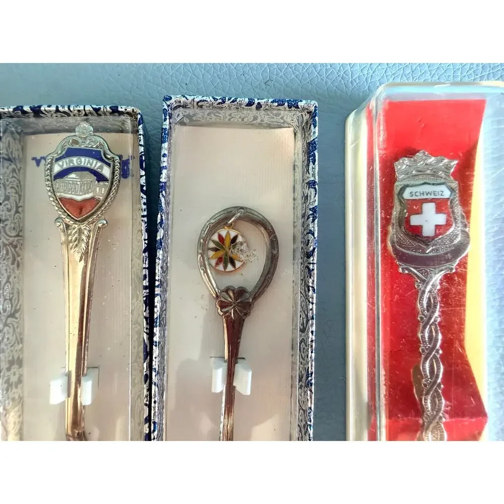 Vintage Souvenir & 2 Solid Silver Demitasse Spoon 10-Piece Estate Lot